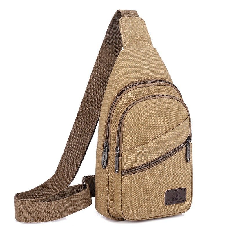 帆布胸包 韩版百搭斜挎小背包